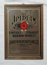 QUADRO A SPECCHIO BAR PUB JIM BEAM BOURBON WHISKEY PUBBLICITARIO INSEGNA 33X22