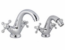Rubinetto Miscelatore Vintage Classico Doppio Comando Cromo Lavabo Bidet Bagno