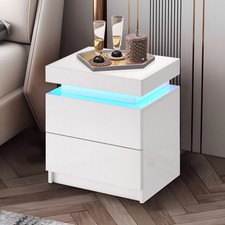 2 cassetti bianco comodino led