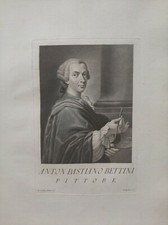 RITRATTO DI "ANTON BASTIANO BETTINI" PITTORE acquaforte 1731-1766 .ROMA