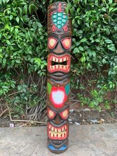 Tiki Totem Maschera Legno Habisco e Hono Tropicale Bar Patio Decorazione 39"x 6"in