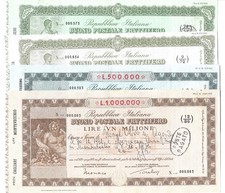 BANCONOTE BUONI POSTALI  LOTTO 4 BUONI  100.000 250.000  500.000  1.000.000