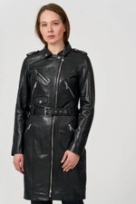 Cappotto Giacca In Pelle Nera