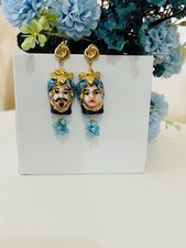 Orecchini  pendenti Teste Di Moro in ceramica di Caltagirone  Sicily