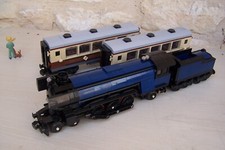 lego ' no fake ', train emerald night 10194 , black and dark blue + passagers x2