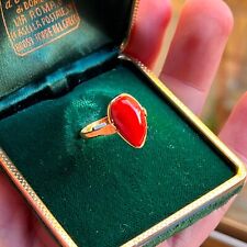 ANELLO CORALLO ROSSO FUOCO ORIGINALE SARDEGNA Argento Oro 7 ITALIA ORIGINALE regolabile 