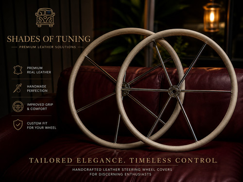 Leather steering wheel cover - wheel,