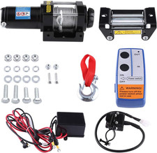 Kit Verricello Elettrico 12 V 1818 Kg Cavo Acciaio 15 m,Telecomando, Rullo 4 Vie