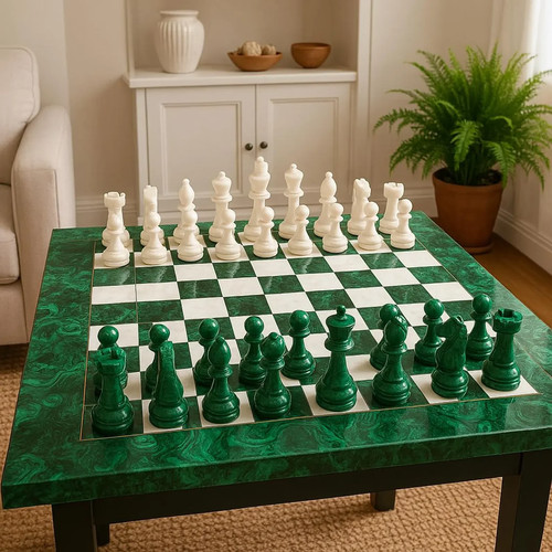 Malachite pietra scacchi set - malachite,