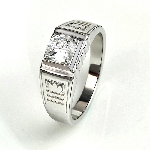 Anello uomo rodiato quadrato - uomo,