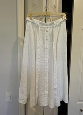 GONNA MIDI POLO RALPH LAUREN DONNA 100% LINO AVORIO LINEA A NUOVA SENZA ETICHETTE - TAGLIA 4