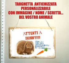 attenti coniglio PERSONALIZZABILE foto nome targa legno cartello lepre insegna