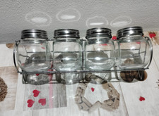 porta spezie cucina con supporto stand per barattoli 4 vasetti in vetro cromato