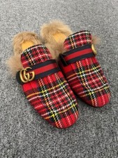 GUCCI GG Logo Plaid Princetown