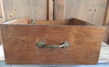 Grande Cassetto Legno Massello Noce Art Decò Maniglia Originale Ottone 52x45x19