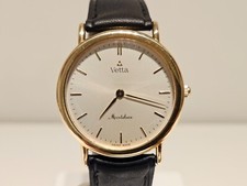 OROLOGIO AL QUARZO UOMO VINTAGE RARO LUSSO SVIZZERO PLACCATO ORO "VETTA" MONTELUCE 6J.