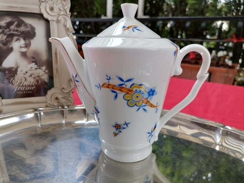 Caffettiera bianca blu - caffettiera,