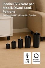 Piedi PVC Nero per Mobili Divani Letti Poltrone Perno M8 M10 Ricambio Gambe 