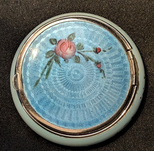 Vintage guilloche blue enamel - guilloche,