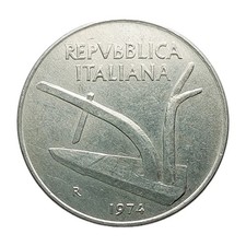 Italy 10 Lire 1974 Aluminium