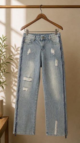 Zip laterale dritta denim - laterale,
