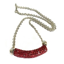 Collana da donna in acciaio inox con ciondolo Swarovski di zirconi rosso rubino