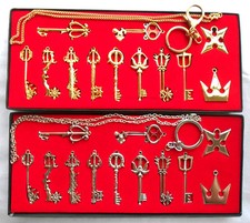 12pcs Kingdom Hearts II KEY BLADE Necklace Pendant+Keyblade+Keychain Set