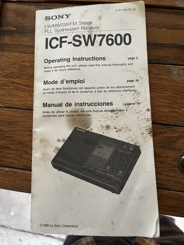 Sony icf sw7600 - icf-sw7600, a