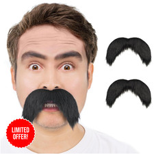 2 pezzi baffi finti neri