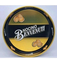 VASSOIO PUBBLICITARIO NOCINO BENVENUTI LIQUORE-IN METALLO-PUB BAR TRAY-VINTAGE