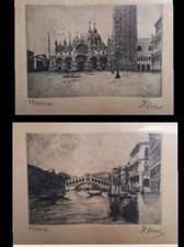 SCORCI DI VENEZIA 2 Incisioni San Marco, Ponte Di Rialto ERNESTO HAVAS