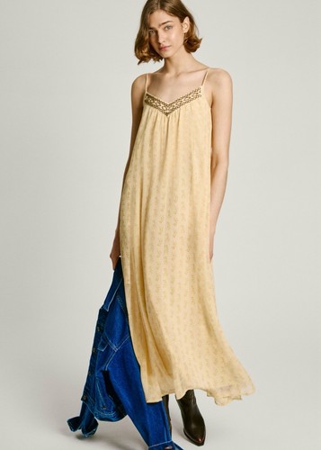 Maxi abito giallo floreale - abito,