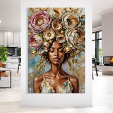 Donna nera con fiori, vetro