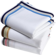 Fazzoletti in Tessuto Da Uomo, 100% Cotone Pettinato, 45 X 45 Cm, 3 Pezzi, Model