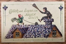Nuovo Anno - New Year - Spazzacamino - chimney sweep - Embossed