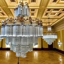 Vintage lampadario liberty in cannule di Murano color avorio