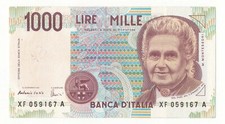 1000 LIRE MONTESSORI  SERIE SOSTITUTIVA XF  A DECR 1996
