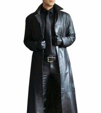 Uomo Nero Pelle Cappotto