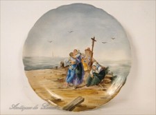 Piatto In Porcellana Di Limoges Donne Marinai Bretagna 20E