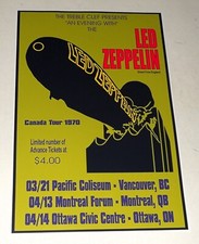 Grande poster volantino Led Zeppelin Canada Tour 1970 Vancouver, Montreal 19"x13"