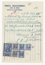 Fattura Plello di Borgosesia Legna da Ardere Festa 1942 QX1567