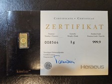 Lingotto oro 1 grammo Heraeus