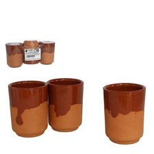 Set di 3 Bicchieri in Terracotta da 8 cm Bicchieri per Osteria Bicchieri Coccio