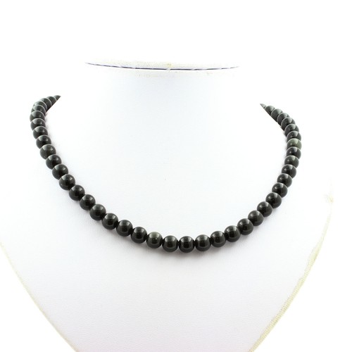 Collana perle ossidiana nera - ossidiana, 8