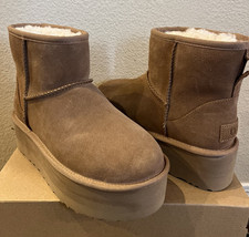 Stivali UGG donna classici mini platform castagno scamosciati taglia 5 nuovi