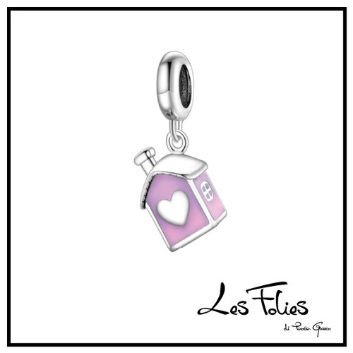 Charm casa rosa cuore - casa,
