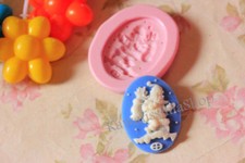 Stampo in gomma siliconica per fimo cernit cammeo babbo natale 3,9cm *2,9cm