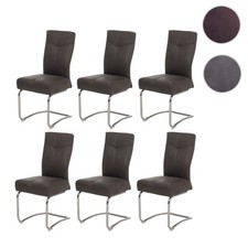 Set 6 sedie sala da pranzo HWC-G56, sedia cucina a dondolo, tessuto effetto scamosciato