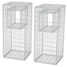 Gabion Post Gabion Wall for Plants Stone Gabion Basket Post 2 Pcs Steel vidaXL