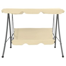 Panchina a Dondolo da Giardino con Baldacchino Bianco Sabbia